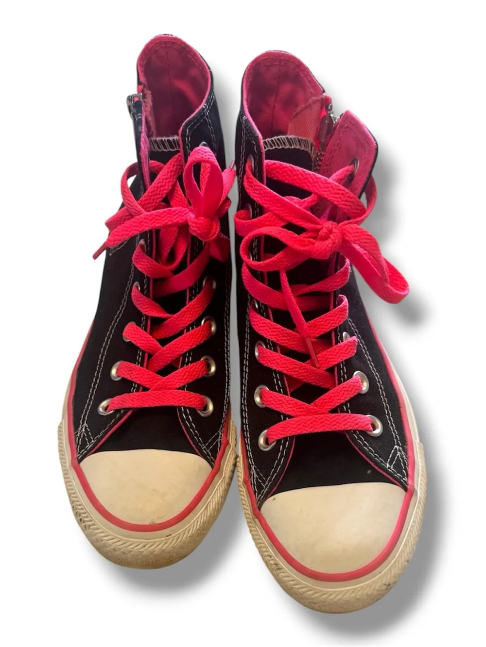 Converse Black Canvas High-Top Sneakers with Hot Pink Accents Women’s 6 - Picture 4 of 6